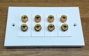 Kauden Quad Banana Plug Modules in Faceplate Speaker Binding Post 146mm x 86mm - Picture 1 of 2