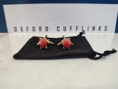 Gold And Red Turtle Cufflinks,  Gift, Formal ,FREE SHIPPING. + GIFT BAG - Image 1 of 4