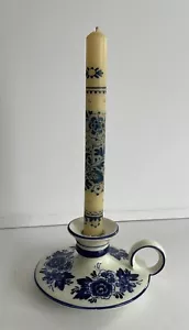 Vintage Delft’s Blue Candleholder with Handpainted Candle Marked - Picture 1 of 12
