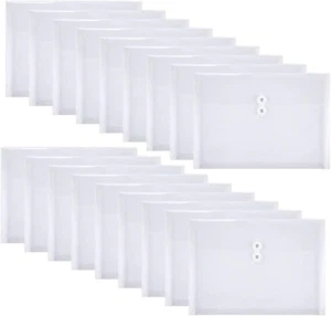 18 Packungen Folio-Format Kunststoff Akten Umschläge Klar Datei Ordner mit Schnurverschluss - Bild 1 von 12