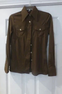 Vintage Oleg Cassini Blouse Shirt  Size 5/6 Brown Button Up LS - Picture 1 of 4