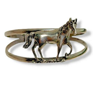 Sterling Silver 925 Mexico 3D Horse Cuff Bracelet 6.5" Adjustable 27g Western - Picture 1 of 10