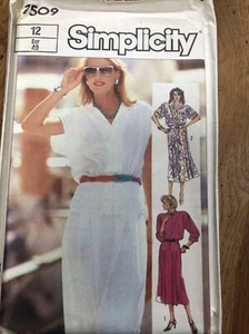 Simplicity 7509 Button Front DRESS Revere collar Drop Waist Size 12 New Uncut - Picture 1 of 4