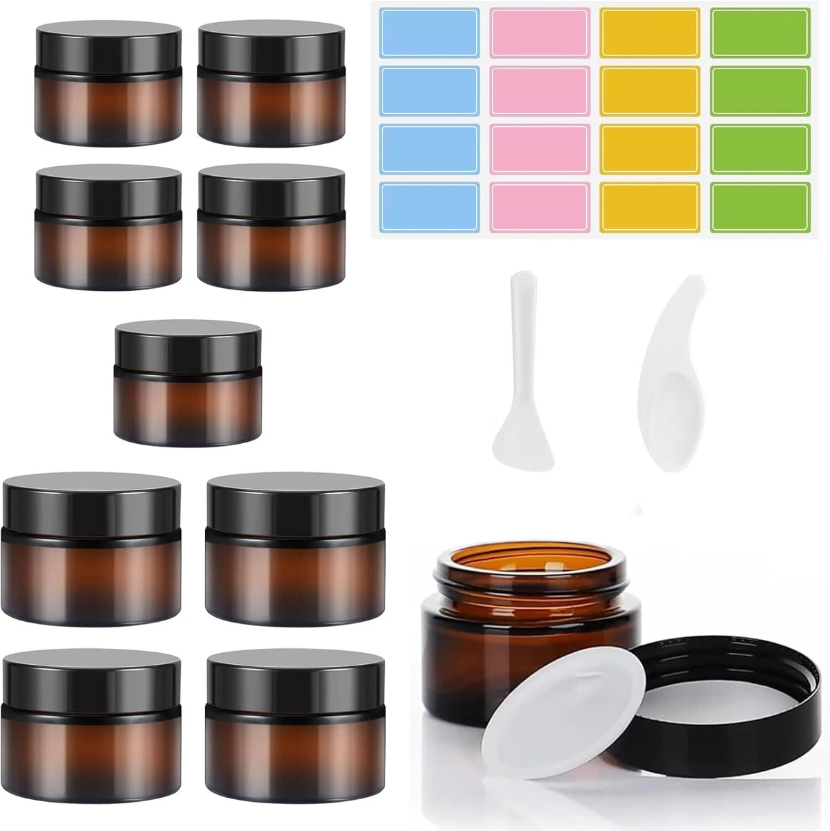 10x Leere Glasdosen Mit Deckel – 30 Ml, Klarglas, Weißer Kunststoffdeckel, Kosmetex, Für Cremes & Mehr