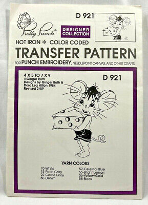 NEW 1990 Pretty Punch Mouse With Cheese D921 Embroidery Transfer Pattern 9120 • 15.79€
