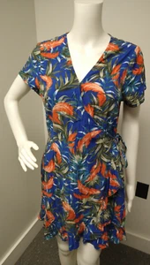 CottonOn Cotton on Wrap Dress Women Medium Blue Floral Cottage Core Beach Resort - Picture 1 of 7