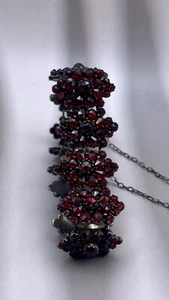 Antik Granatschmuck Armband Granat Steine Rosenschliff Schmuck Armreif Vintage - Bild 1 von 9