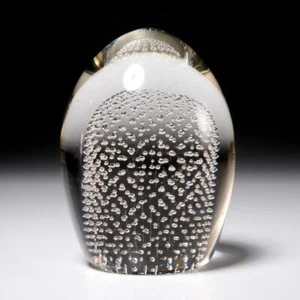 Große klare kontrollierte Blase Glas Ei Briefbeschwerer Skulptur 5,75" hoch 4,5" breit - Bild 1 von 4