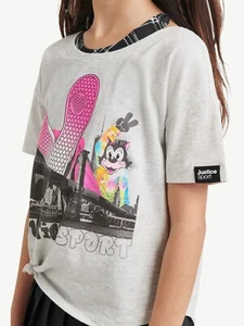 Justice Sport Girls S 7-8 2fer T-Shirt Tank Top Gray Black Plaid NWT - Picture 1 of 5