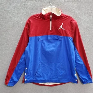 Air Jordan Boys Jacket XL Blue Red Colorblock Windbreaker 1/4 Zip Pullover READ - Picture 1 of 11