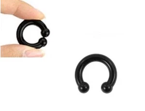 1 Black Flexible Circular Horseshoe Ear Lobe Ring Ear 4mm 6g Flexi (1 Only) 4HF - Picture 1 of 1