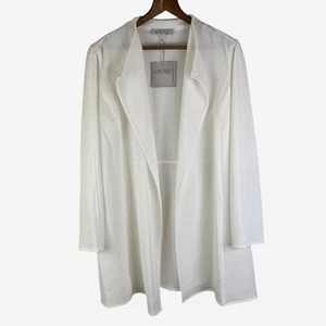 Kasper Drape Open Front Cardigan Jacket XL Longline Vanilla Ice Lightweight NEW - Picture 1 of 12