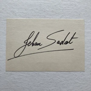 Jehan Sadat Signed Index Card Former 1st Lady of Egypt & Human Rights Activist - Picture 1 of 3