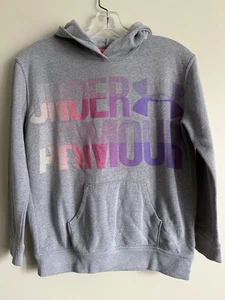 UA Girls (Youth) Grey Hooded Sweatshirt W/ombre Logo- Size Medium - Picture 1 of 4