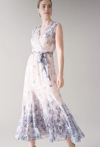Vestido midi White House Black Market Burnout Godet para mujer talla 12 (1488) - Imagen 1 de 5