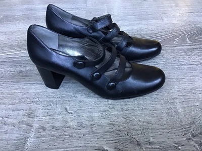 ECCO EINDHOVEN 3 带 PUMP 女式黑色皮革凉鞋 EU 39 美国 8 码 — 第 1/4 张图片