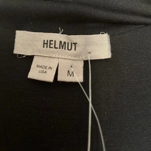 Maxi abito senza maniche HELMUT lungo bodycon drappeggio scollo cappuccio nero racer nuovo con etichette M - Foto 1 di 5