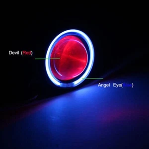 Hi/Low Beam LED Projector Headlight for Motorcycle Angel Red Devil Light New - Bild 1 von 12
