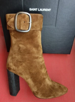 *NUEVO EN CAJA* YSL Saint Laurent - Botas Joplin Marrón Gamuza Hebilla - 38 Foto 1 de 4
