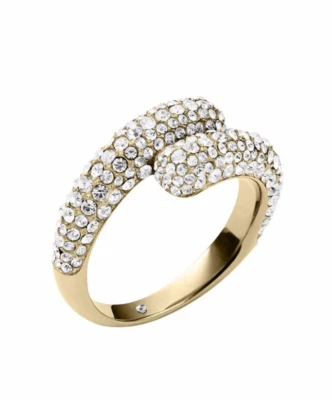 Michael Kors MKJ3680710 Gold Tone Pave Bypass Ring Size 8 BNWT $125 - Image 1 of 2