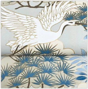 New~ Sealed~ Ronald Redding Wallpaper~ Sprig & Heron ~ Blue ~ York ~ Chinoiserie - Picture 1 of 6