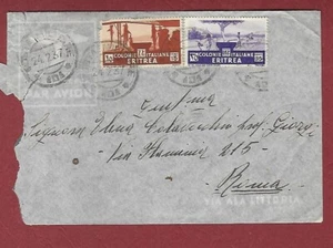 COLONIE ERITREA 1937 STORIA POSTALE FRANCOBOLLI - Foto 1 di 2