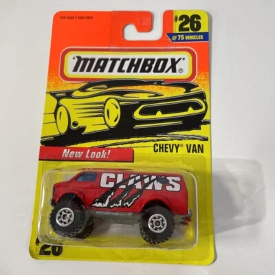 Matchbox Chevy Van CLAWS #26 Red Diecast #26 NEW ON CARD - Изображение 1 из 4