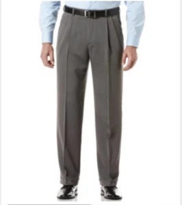 Perry Ellis Portfolio Classic Fit Double Pleat Non-Iron Melange Microfiber Dress - Picture 1 of 2