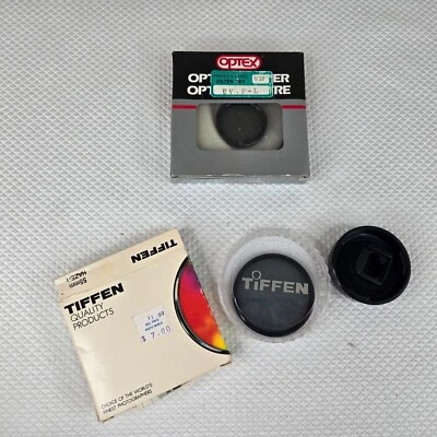 Vintage Tiffen 55mm Haze 1 Filter Optex 52mm UV PL Filter Lot Photography - Image 1 of 2