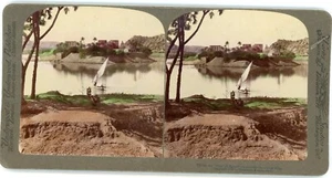 FOTO Stereo Ansicht, PHILAE die Perle Ägyptens Unterholz HANDGETÖNT - Bild 1 von 2