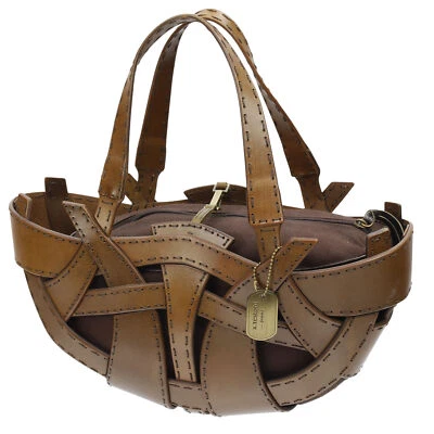 Bolso de mano hobo de hombro "Turtle Basket" de cuero marrón a.testoni Foto 1 de 4