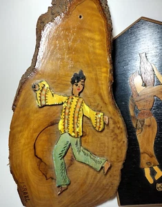 Vintage Signed Wooden Wall Plaques Middle East Primitive Art Handmade in Israel - Picture 1 of 13