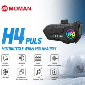 MOMAN H4 Plus Noise Cancellation Microphone Wireless Helmet Headset Intercom - Picture 1 of 10