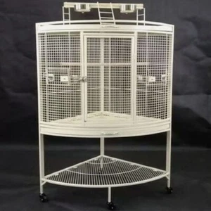 Eggshell White Corner Bird Cage Small Macaw Cage Parrot Cage Cocktail Cage - Picture 1 of 3