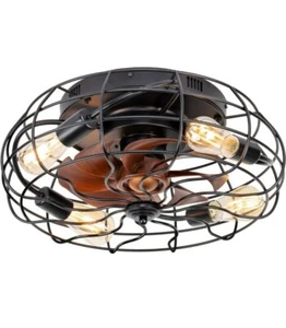 20" Caged Ceiling Fan With Light Remote Control 6-speed Flush Mount Ceiling Fan - Picture 1 of 6
