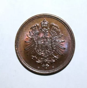 S7 - Germany 1 Pfennig 1889- F Brilliant Unc. Coin - Imperial Eagle - Wilhelm II - Picture 1 of 2