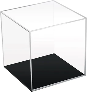 5x5x5 Inch Clear Acrylic Cube Display Box with Black Base for Figures Toys - Picture 1 of 8