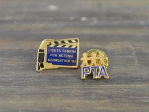 1990's PTA Pin Lot Parent Teacher Association Gold Tone Enamel Vintage - Picture 1 of 5