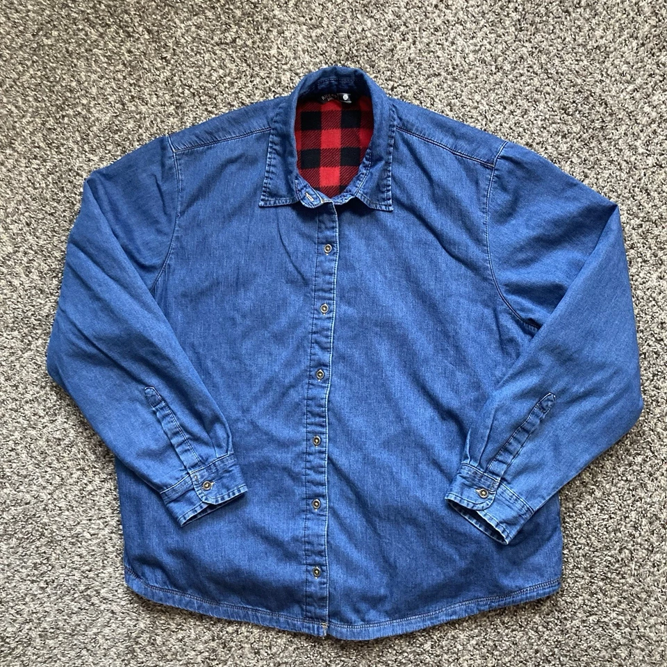 Chaqueta para mujer Riders By Lee talla XXL denim con botones forrada a cuadros búfalo Foto 1 de 4