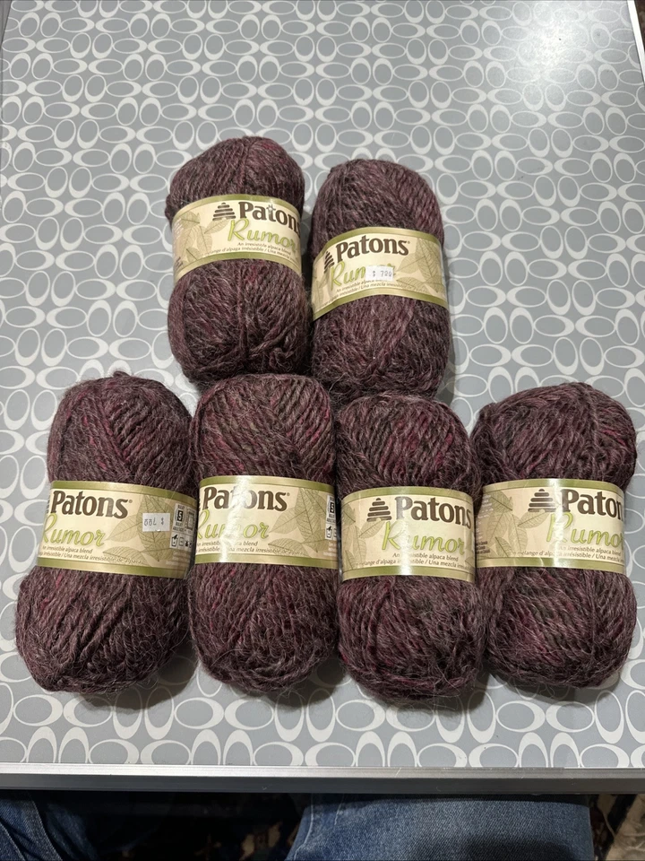 Лот из 6 мотков патонов слух ALPCA смесь пряжи гибискус вересковый вязание крючком - Изображение 1 из 4