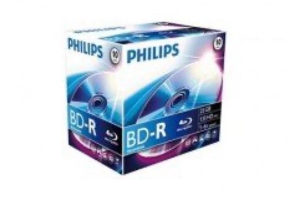 10 Philips BD-R BR2S6B10F/00 Bluray 25GB 6x 135 mins Blank Disc In Jewel Case - Image 1 of 1