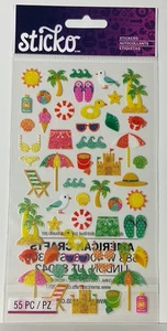 Sticko Strand Reise Glitzer Aufkleber EK Erfolg 55 Stück Mini Symbole Sommer Sammelalbum - Bild 1 von 8