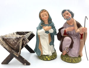 Nativity Wise Men Vtg Figurine Set 3 Japan Paper Mache Composite Resin 4-5 In - Picture 1 of 8