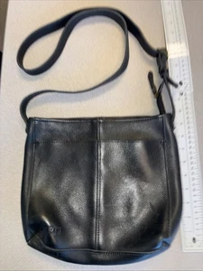 Vintage Duluth Trading schwarz Leder Crossbody Schultertasche Fronttasche GUC - Bild 1 von 11