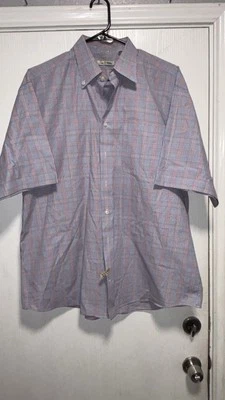Peter Millar Multi Color Plaid Short Sleeve Button Up 100% Linen Men's XL - Image 1 of 4