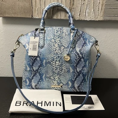 Cartera Brahmin Grande Duxbury JOYFUL OCEANGROVE Cuero Estampado Serpiente Nueva con Etiquetas Foto 1 de 4