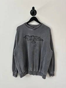 Vintage Harley Davidson Sweatshirt Mens XL Gray 90s USA Fade Distressed Biker - Picture 1 of 6