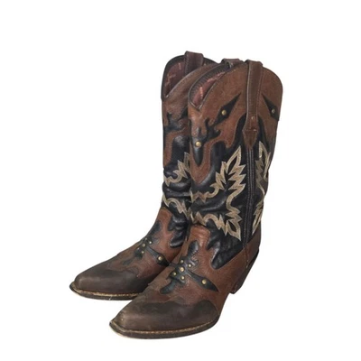 Женские ковбойские сапоги Durango в стиле вестерн коричневые черная кожа с вышивкой 12 дюймов размер США 9 М - Изображение 1 из 4