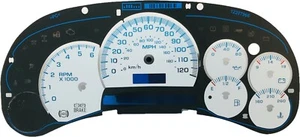 03 to 05 Silverado Sierra Tahoe Escalade White Blue Back Overlay Gauge Face oos - Picture 1 of 2