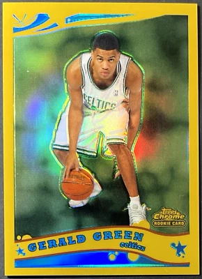 Tarjeta de novato Celtics Gerald Green 2005-06 Topps cromada RC #211 refractor dorado/99 Foto 1 de 2